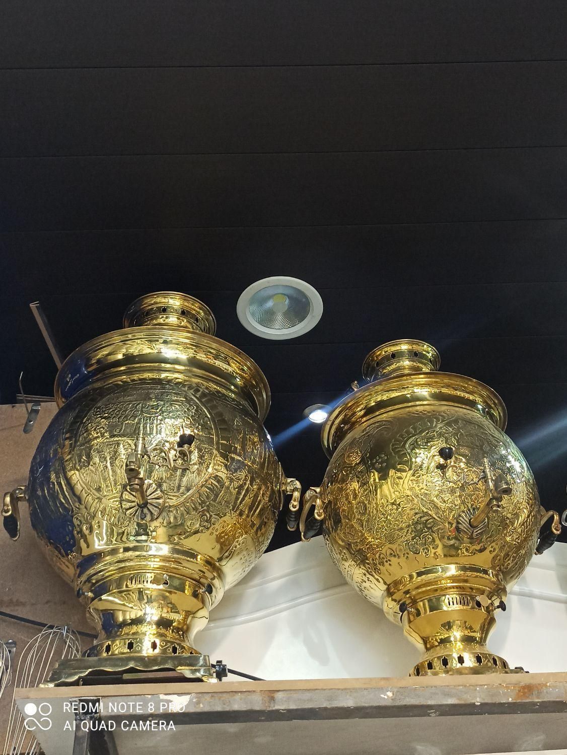 سماور برنجی زرد سیاه قلم قهوه خانه و رستوران سنتی|سماور، چای‌ساز، قهوه‌ساز|کرج, اصفهانی‌ها|دیوار