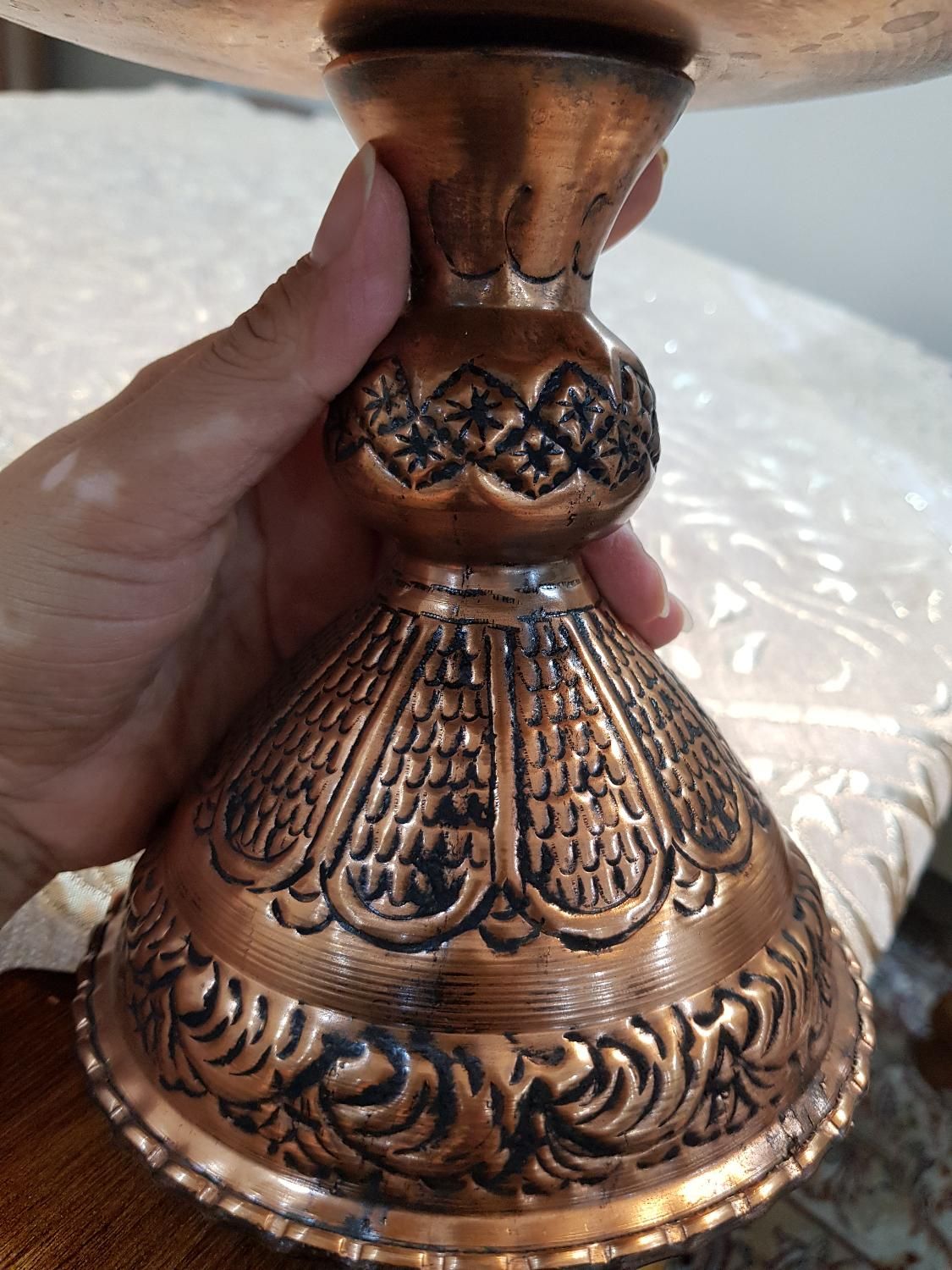 میوه خوری مس سیاه قلم،ظرف مسی قطر ۳۰ ارتفاع ۲۴سانت|ظروف سرو و پذیرایی|تهران, مرزداران|دیوار