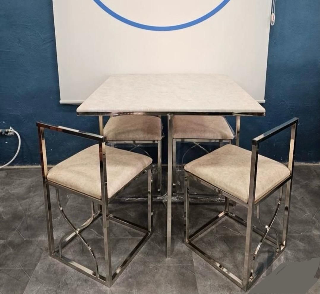 میز غذا خوری نهار خوری مربع فلزی ۴ چهار نفره کمجا|میز و صندلی غذاخوری|آفتاب, |دیوار