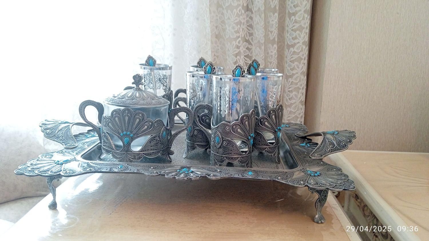 فروش فوری سرویس چای خوری پیونر نگین دار کاملاً نو|ظروف سرو و پذیرایی|قم, عمار یاسر|دیوار