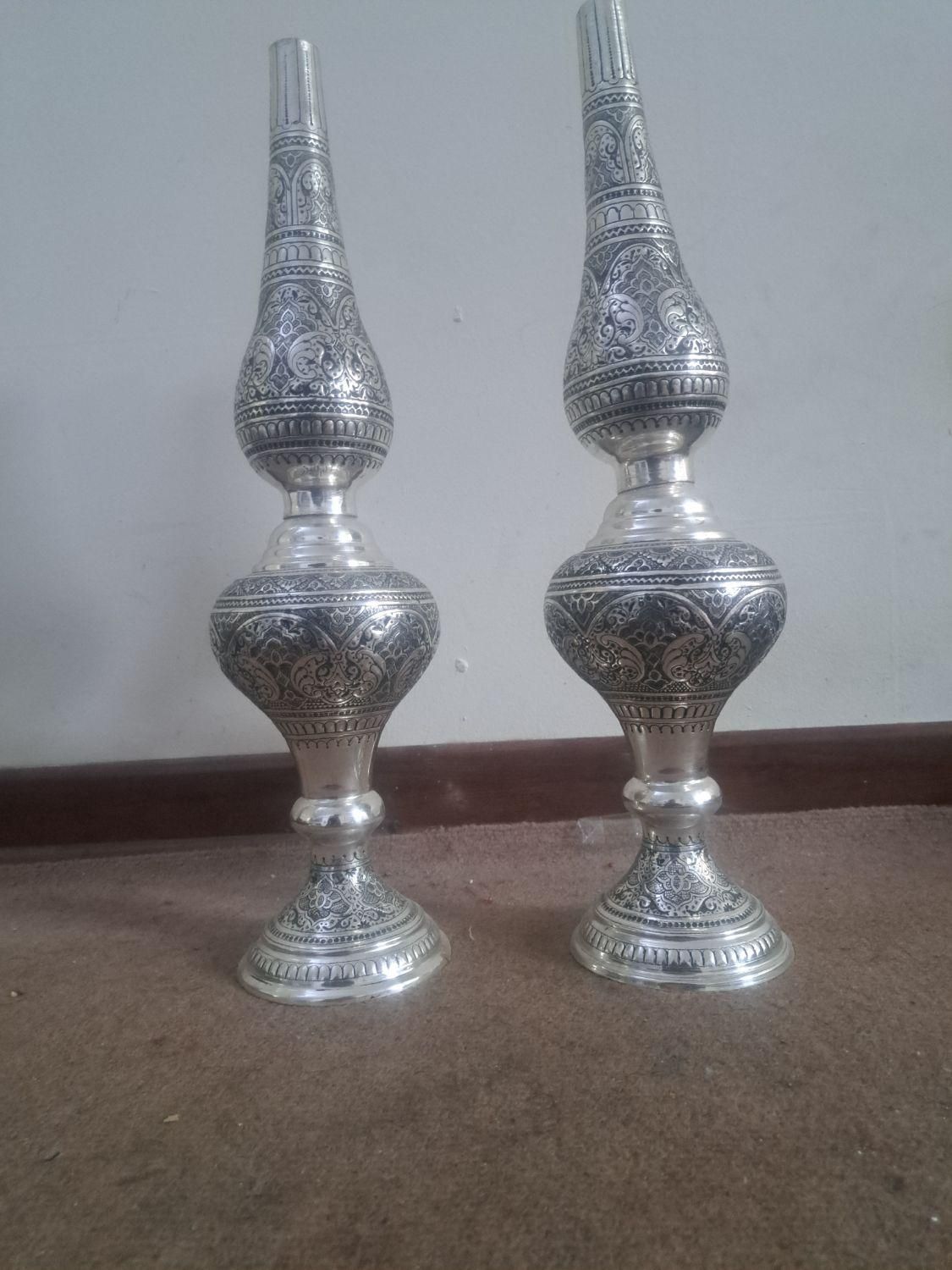 یک جفت چراغ قلمزنی|صنایع دستی و سایر لوازم تزئینی|اصفهان, باتون|دیوار