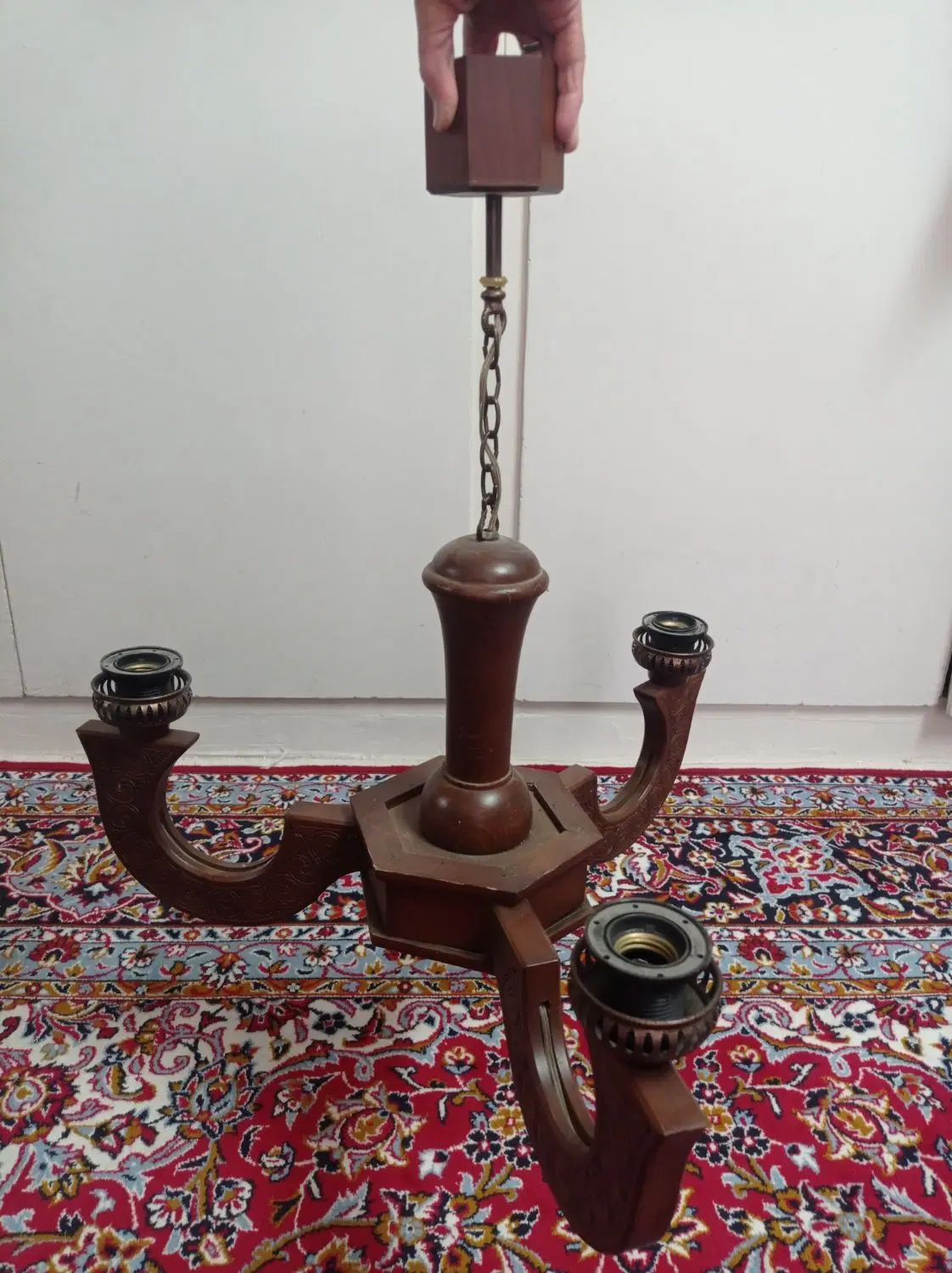 لوستر چوبی 3شاخه|لوستر و چراغ آویز|تهران, شادآباد|دیوار