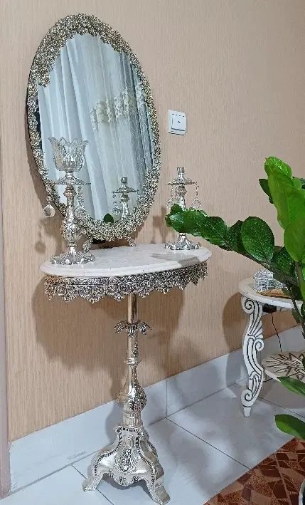 آینه شمعدان ابکاری نقره|صنایع دستی و سایر لوازم تزئینی|اصفهان, رحیم‌آباد|دیوار