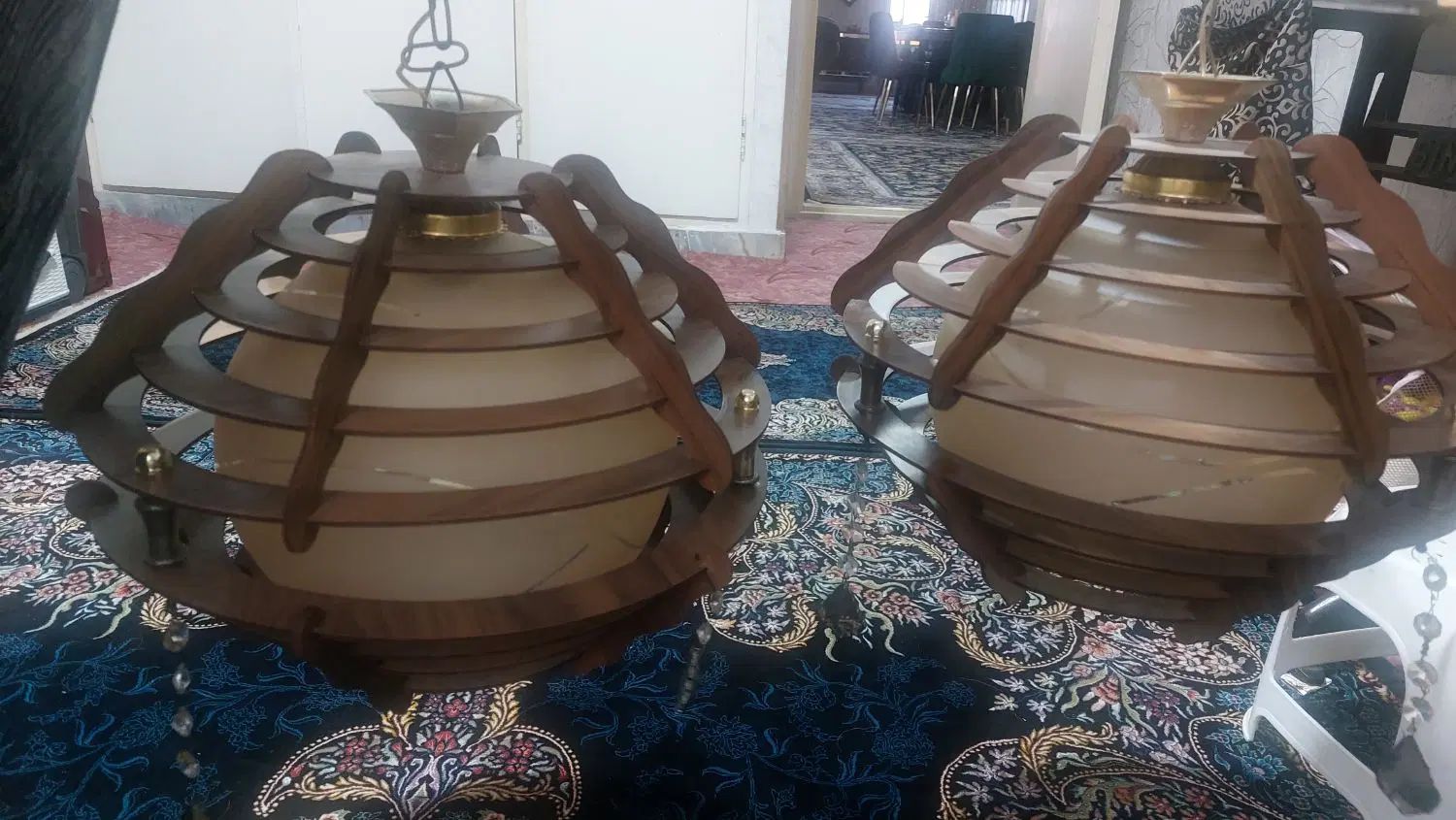 یه جفت لوستر چوبی|لوستر و چراغ آویز|تهران, خلیج فارس|دیوار