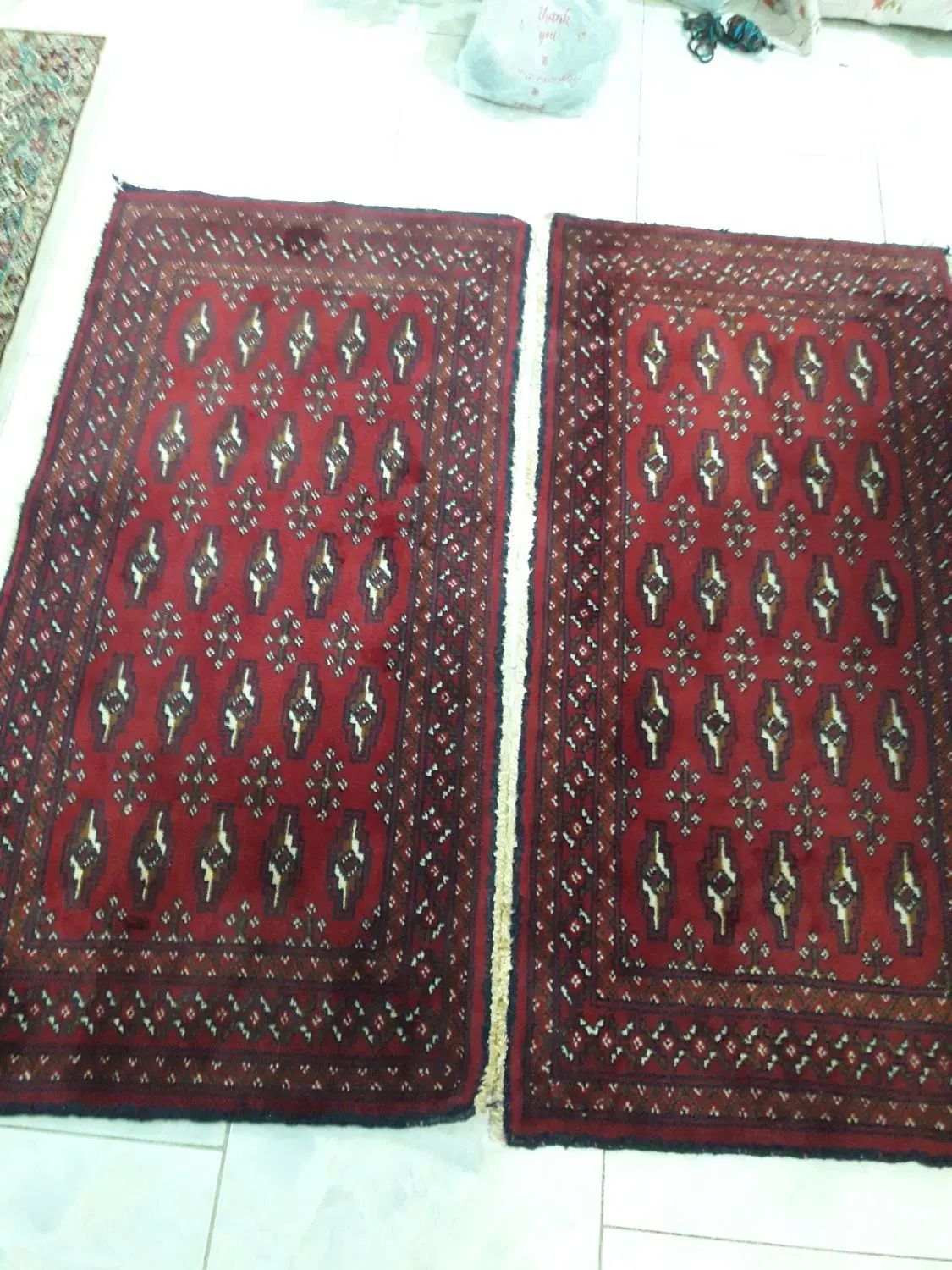 قالیچه فرش دستی قدیمی دوعدد پادری|فرش|رشت, ساغری سازان|دیوار