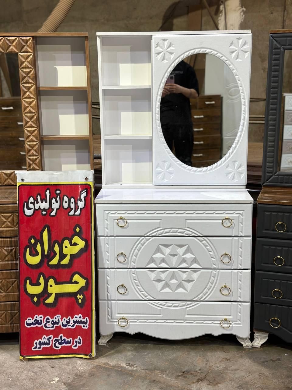 میز آرایش دراور قیمت واقعی (آینه ریلی)خوران چوب|جاکفشی، کمد، دراور|تبریز, |دیوار