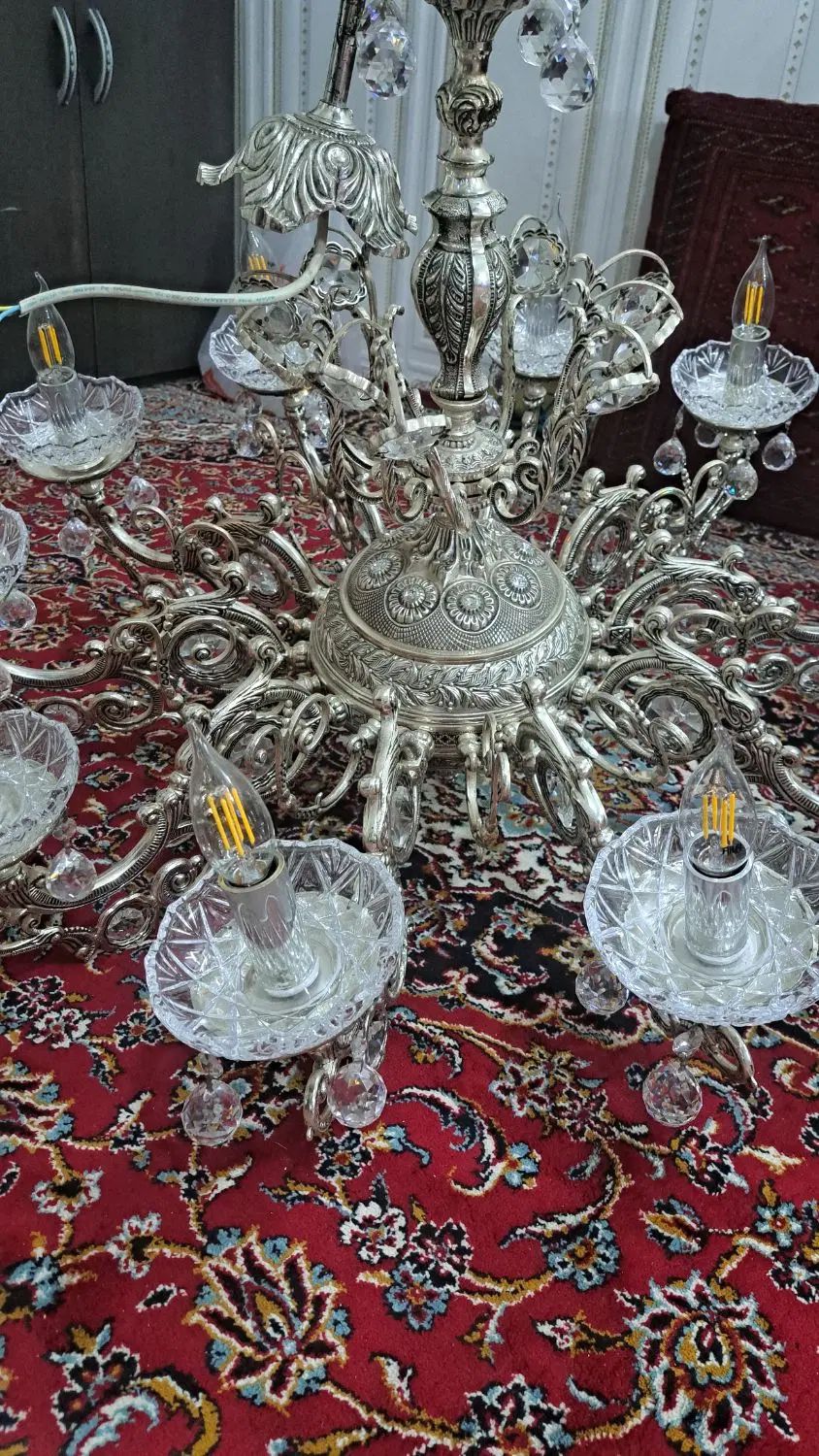 لوستر تمام برنجی ۱۰ شاخه|لوستر و چراغ آویز|مشهد, شهید معقول|دیوار