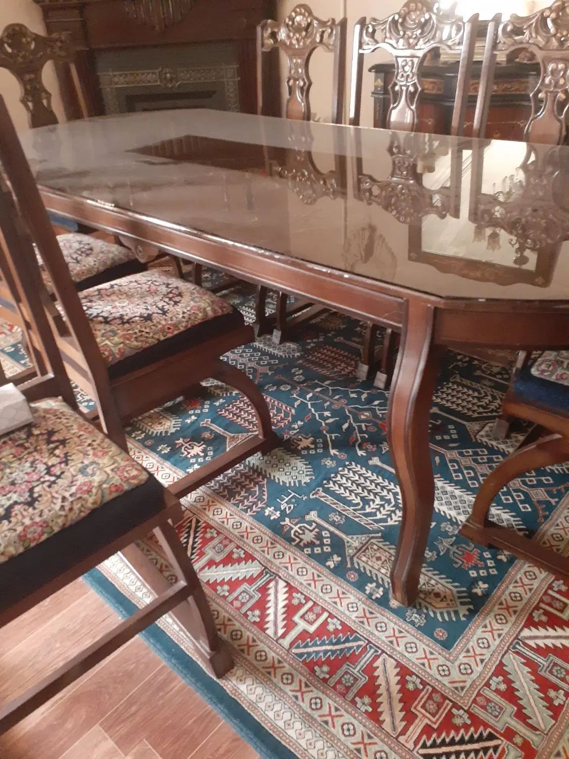 مبل قالی ۶ نفره و میز غذاخوری قالی ۸ نفره|مبلمان خانگی و میز عسلی|سیرجان, |دیوار