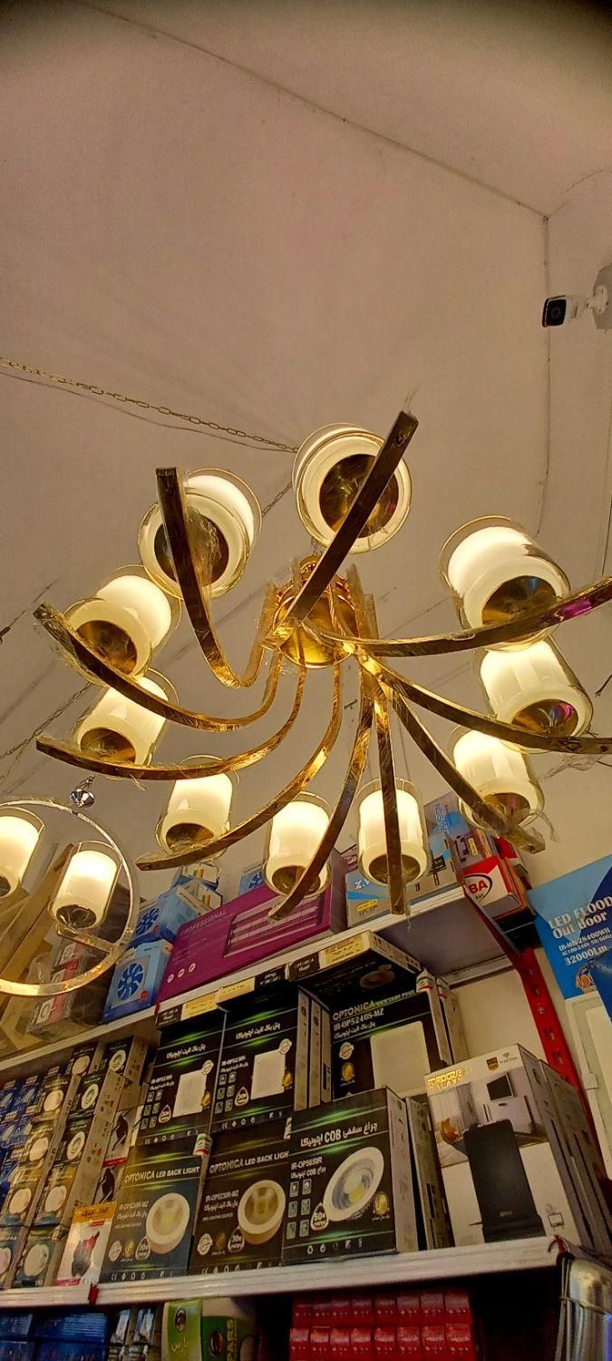 لوستر آویزی مدل ر رنگ طلایی با آبکاری آب طلا|لوستر و چراغ آویز|اردبیل, |دیوار