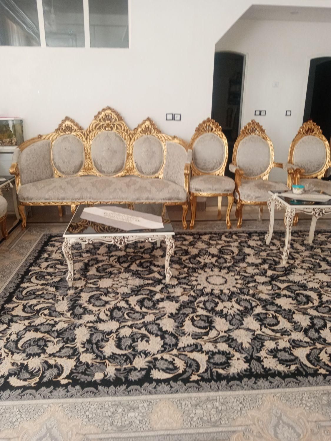 مبلمان استیل 9 نفره چوب راش سلطنتی کلاسیک|مبلمان خانگی و میز عسلی|تربت‌حیدریه, ۴۵ متری|دیوار
