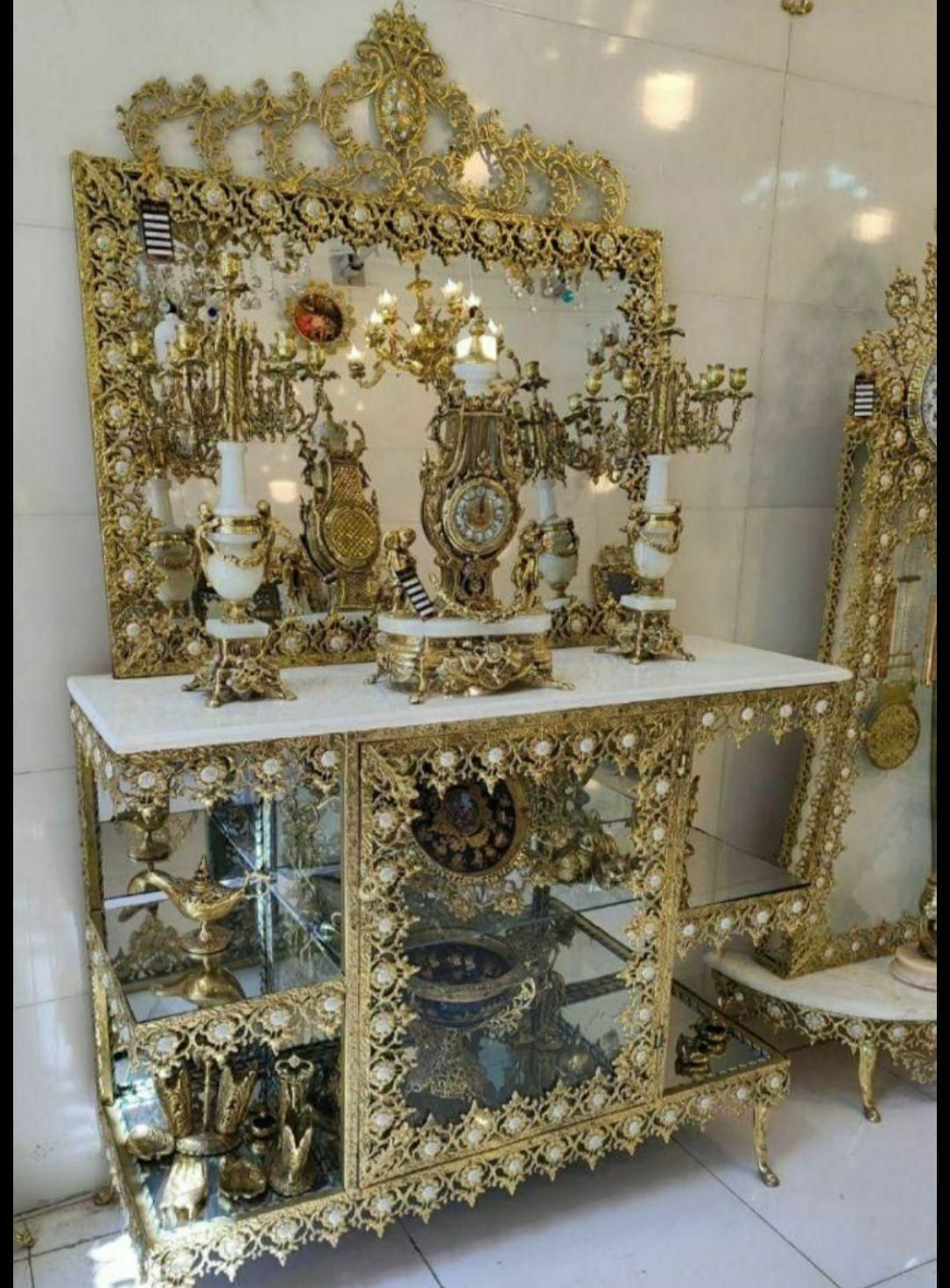 آینه ویترین باکس دار فوق سنگین (( برنز سعید))|بوفه، ویترین، کنسول|کرمانشاه, |دیوار