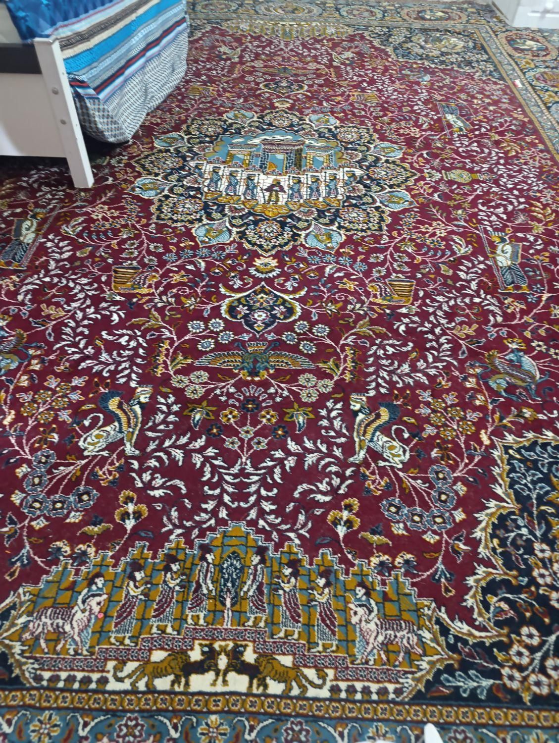 دوعددفرش ماشینی کارکرده ابعاد(۳+۴) ۱۲ متری  تمیز|فرش|اراک, |دیوار
