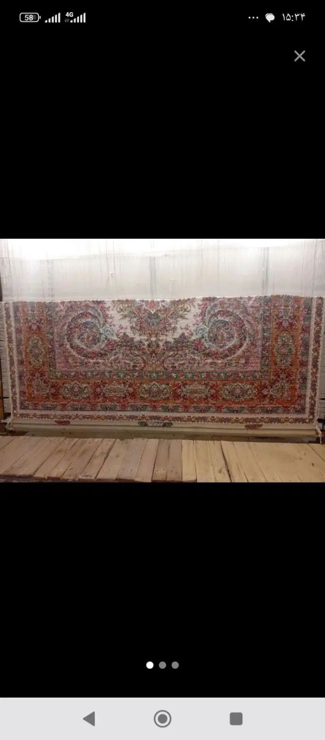 فرش نیمه کاره ابریشم ۱۲متری نقشه موج مهرزیر قیمت|فرش|تبریز, |دیوار