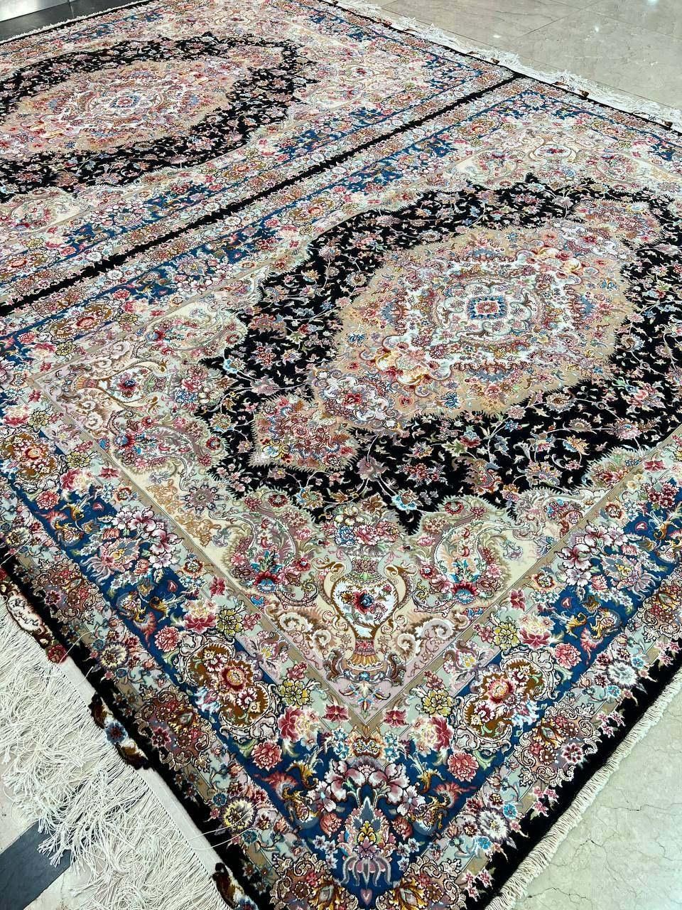 جفت 6متری خطیبی تبریز 80% ابریشم خالص 60 رج|فرش|کرج, گلشهر|دیوار