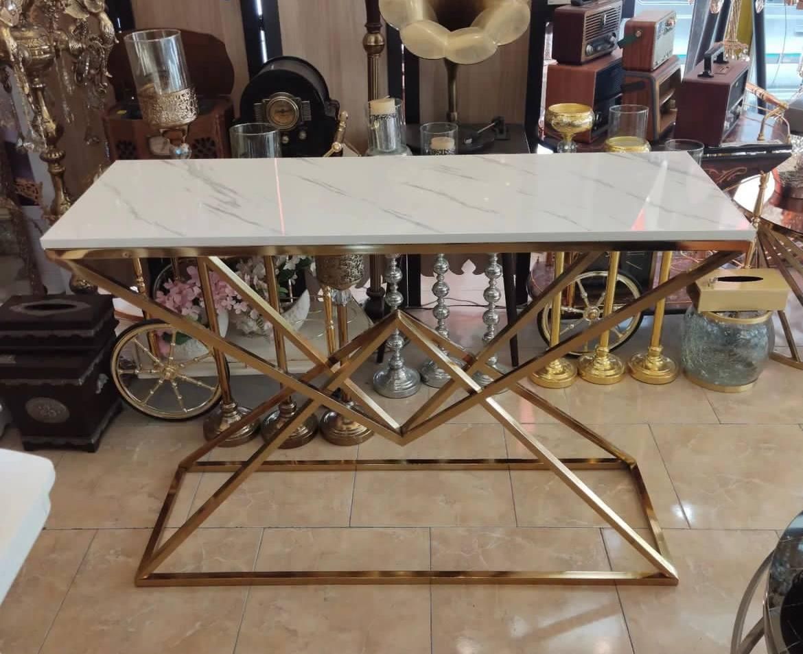 میز آرایش کنسول فلزی طرح استیل لاکچری هرمی|بوفه، ویترین، کنسول|آفتاب, |دیوار