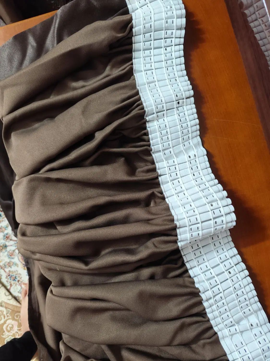 والان دکور پرده مخمل قهوه ای  ۲۸۵×۳۴۰|پرده، رانر، رومیزی|تهران, سبلان (لشگر)|دیوار