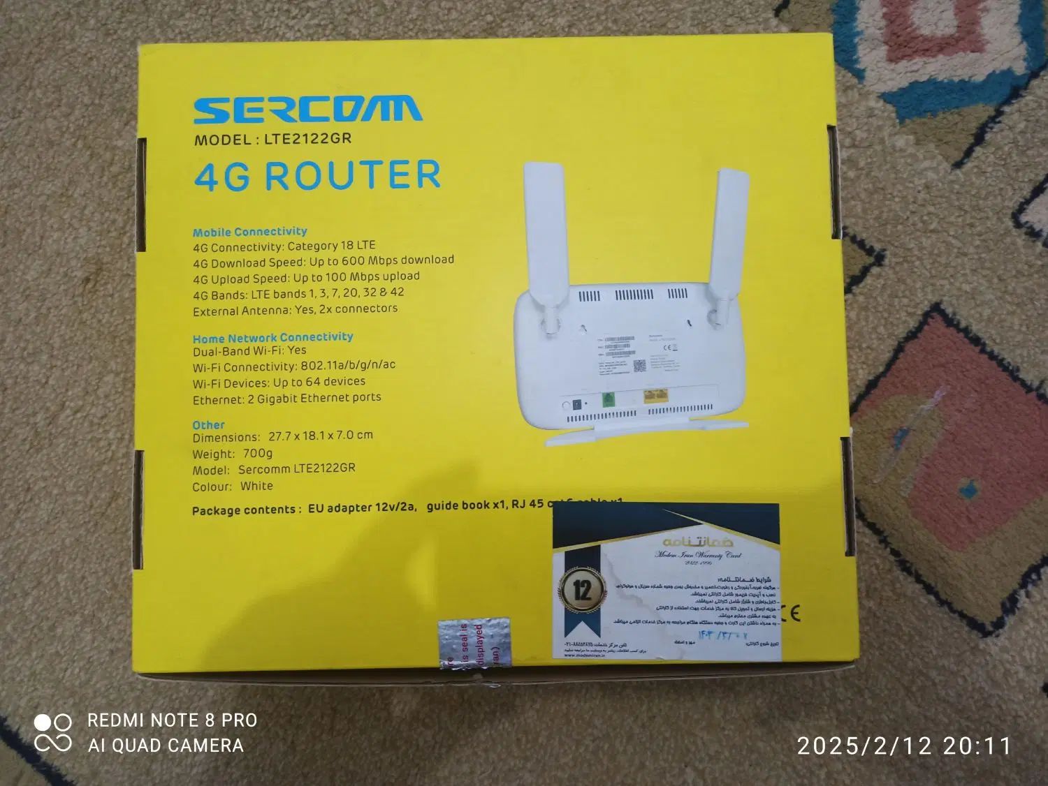 مودم سیم کارتی 4.5G/TD-LTE سرکام Sercomm LTE2122GR|مودم و تجهیزات شبکه|تهران, شهرآرا|دیوار