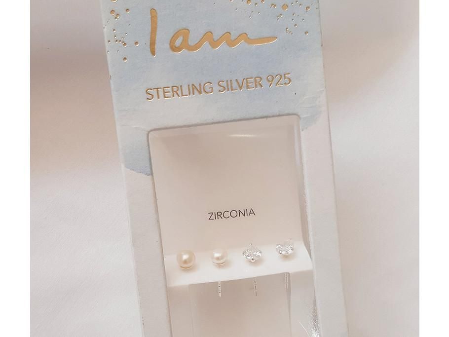 گوشواره نقره دوتایی مروارید و نگین زیرکنیا سفید|بدلیجات|زاهدان, |دیوار