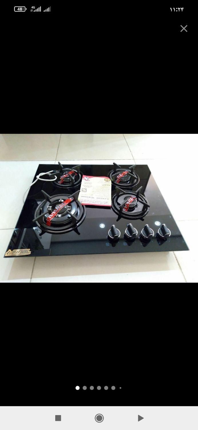 اجاق ۴ شعله شیشه سکوریت|اجاق گاز و لوازم برقی پخت‌وپز|رشت, حمیدیان|دیوار