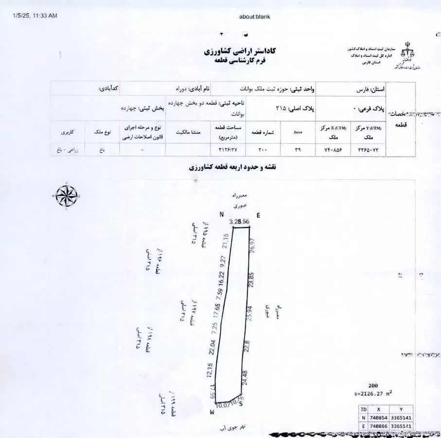 فروش ۲۰۰۰ متر باغ میوه در شهرستان سرسبز بوانات|فروش دفتر صنعتی، کشاورزی، تجاری|بوانات, |دیوار
