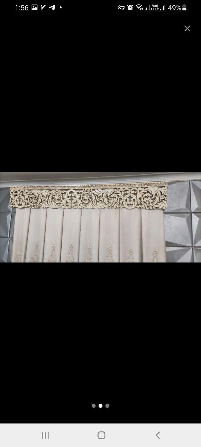 پرده حریر آستردوزی همراه باکتیبه،، انداره ۲ در ۲۴۰|پرده، رانر، رومیزی|رشت, معلم|دیوار