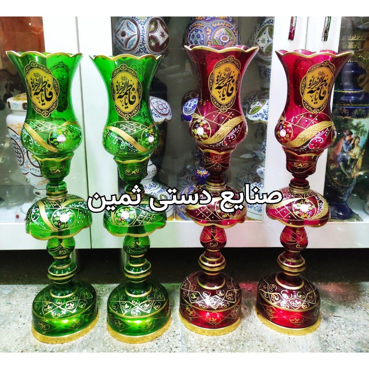 چراغ لاله شمعدان مذهبی مزین بنام مبارک یافاطمه(س)|صنایع دستی و سایر لوازم تزئینی|مشهد, جنت|دیوار