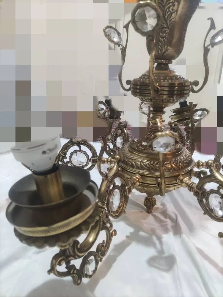 لوستر۶شعله برنجی قدیمی|لوستر و چراغ آویز|تهران, افسریه جنوبی|دیوار