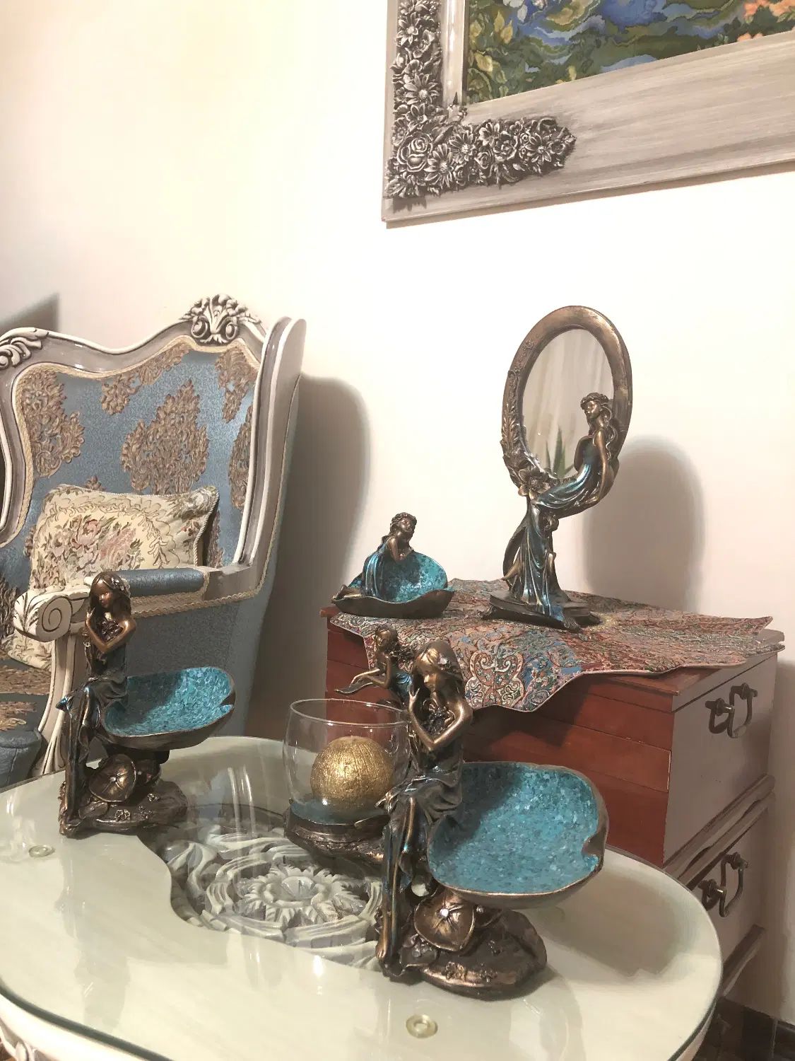 ست مجسمه فرشته به رنگ برنز و فیروزه ای|مجسمه، تندیس، ماکت|تهران, شهرک دانشگاه شریف|دیوار