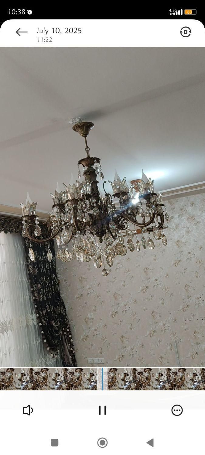 لوستر برنز ۶ شاخه دوبل|لوستر و چراغ آویز|مبارکه, |دیوار