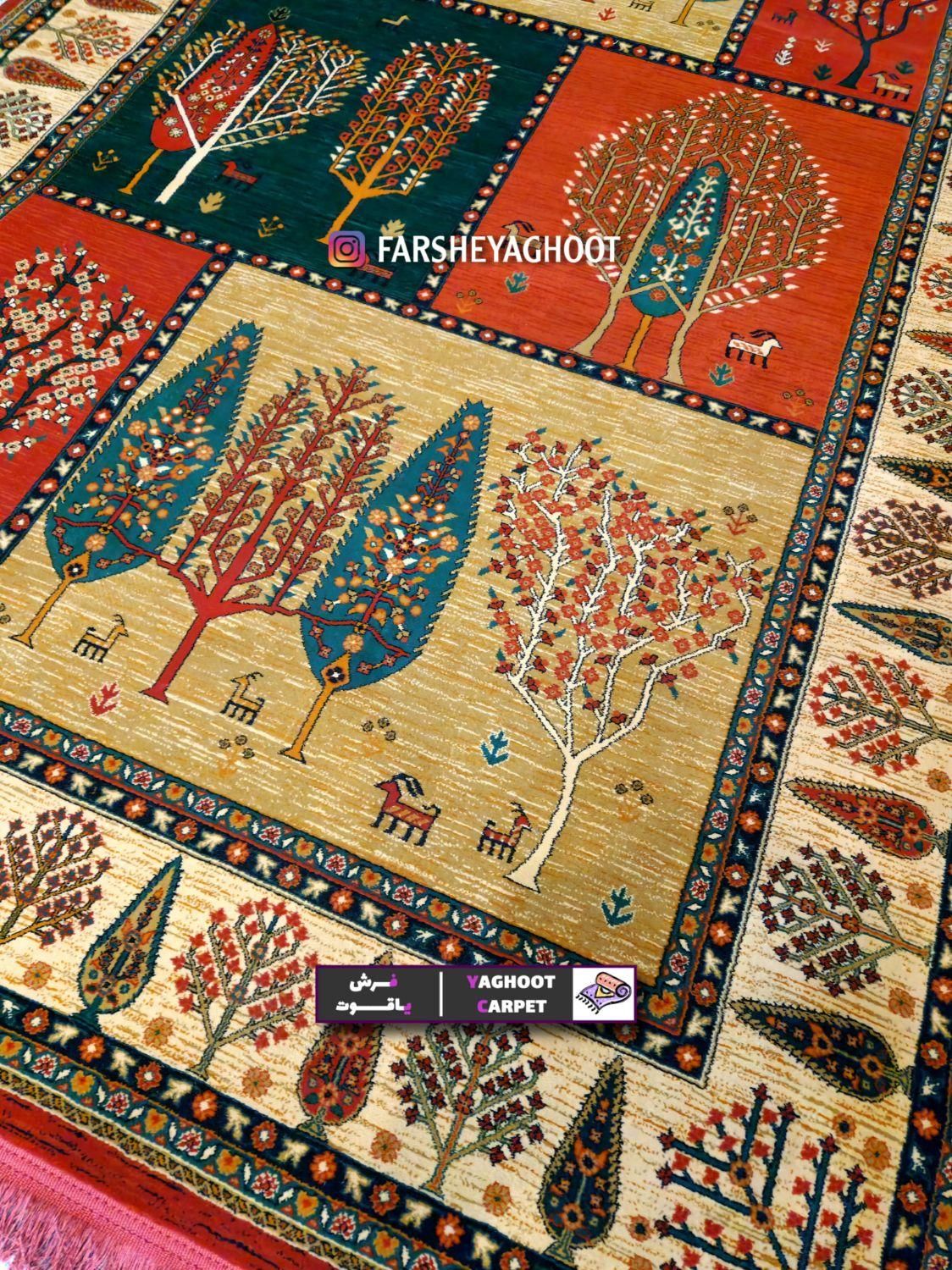 فرش ماشینی ۷۰۰شانه هیوا طرح بوستان کد 534 لاکی|فرش|تهران, ابوذر|دیوار