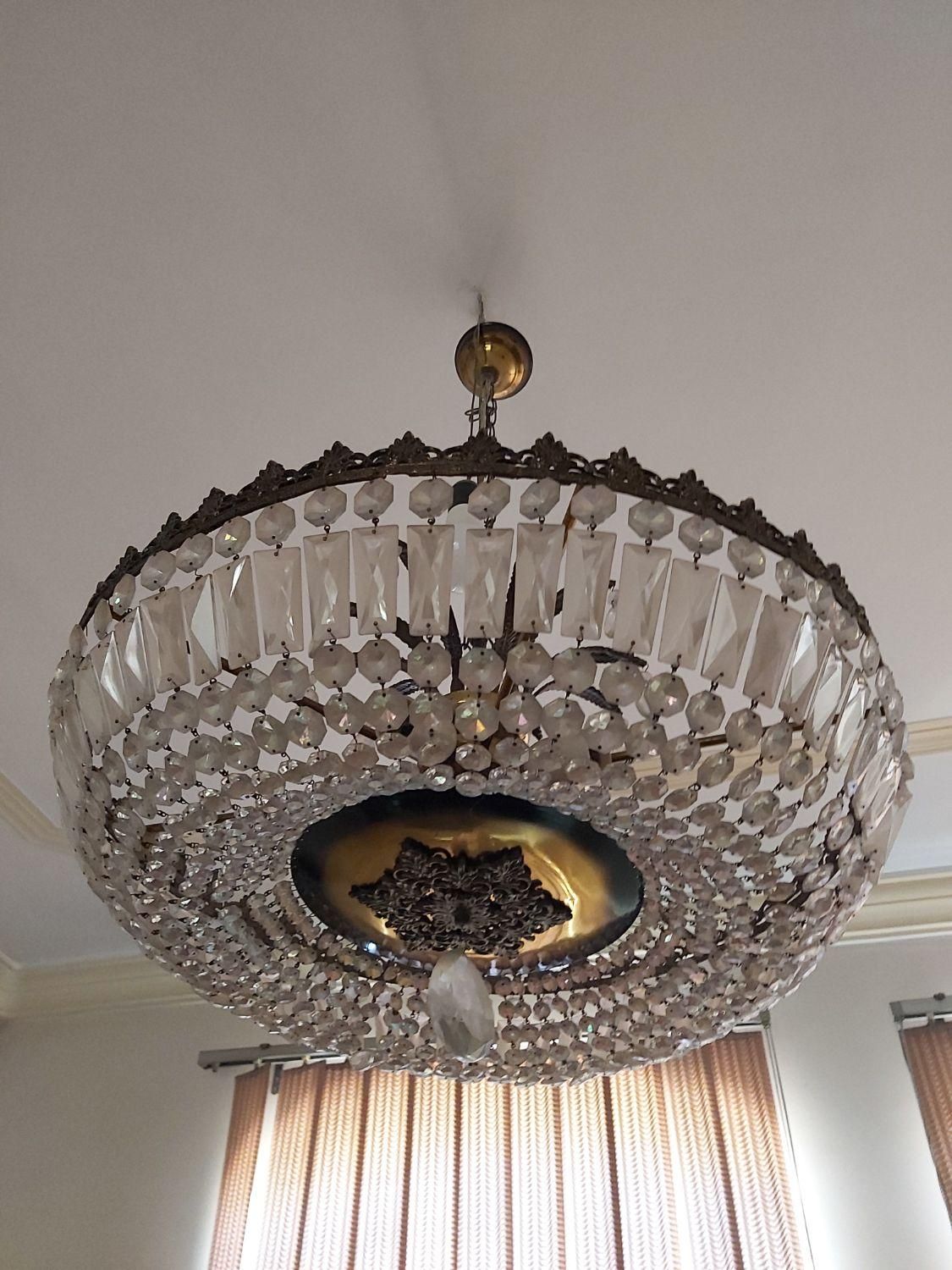 لوستر برنز ۶ شعله آنتیک اصلی|لوستر و چراغ آویز|یزد, |دیوار