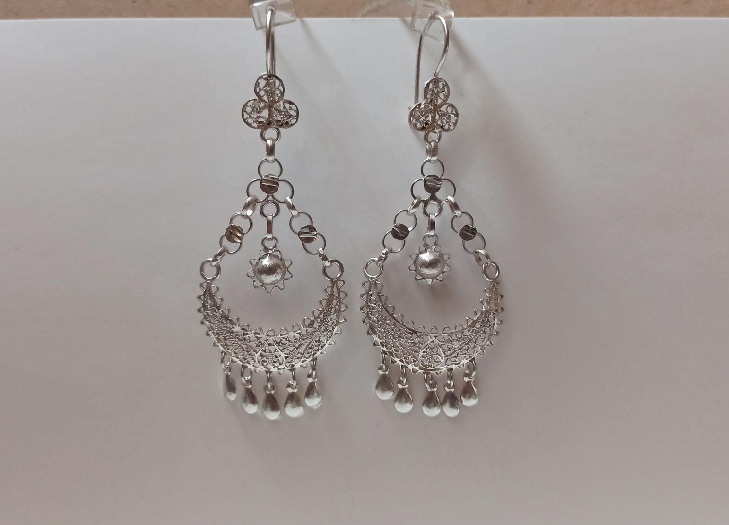 گوشواره نقره ملیله کاری اصفهان کد ۴۷۴ طرح قشقایی|جواهرات|اصفهان, مولوی|دیوار