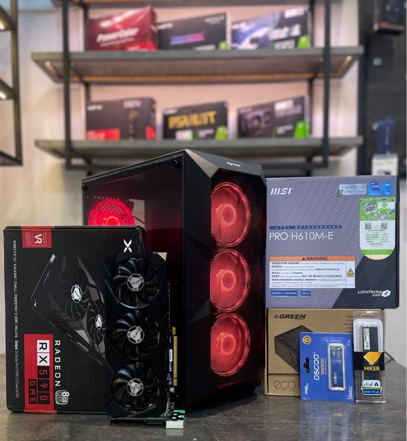 کیس کامپیوتر گیمینگ نسل12 با RX 590 xfx 8gb 3fan|رایانه رومیزی|مشهد, راهنمایی|دیوار