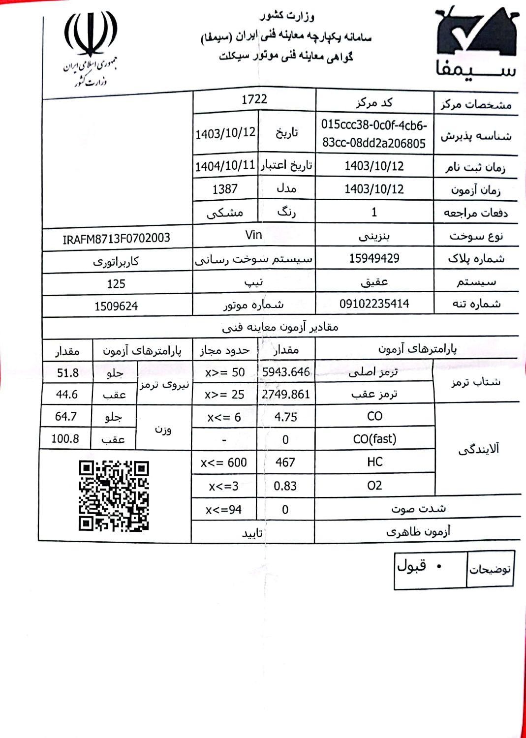 موتور هوندا CDI 125 دارای معاینه فنی|موتورسیکلت|تهران, باغ خزانه|دیوار