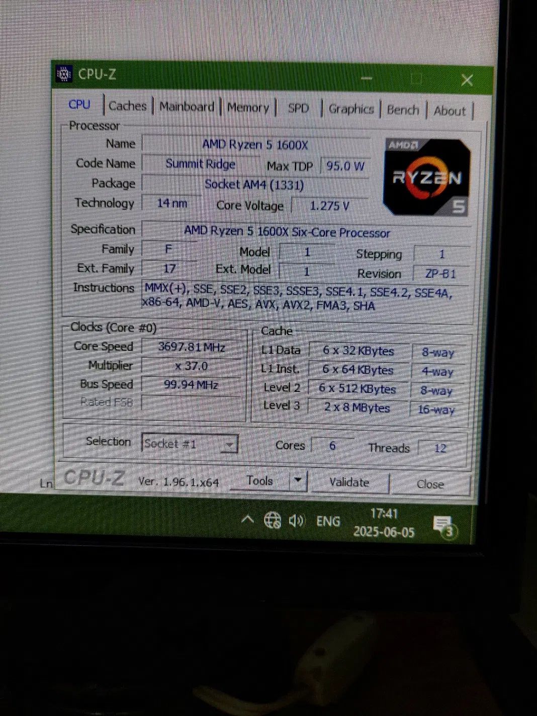 AMD Ryzen 5 1600X سی پی یو رایزن 5|قطعات و لوازم جانبی رایانه|تهران, بلورسازی|دیوار