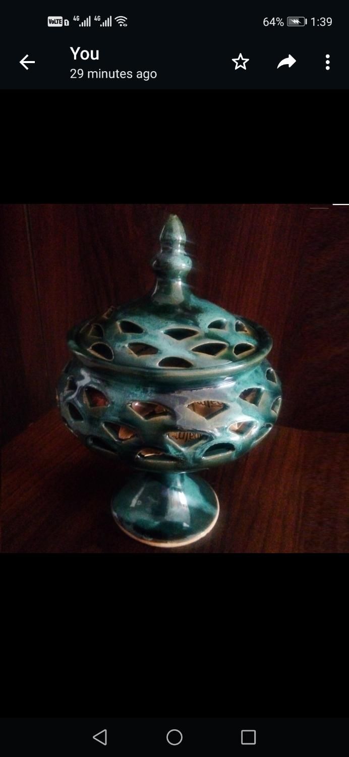 صنایع دستی ظرف سفالی پایه دار با درب|صنایع دستی و سایر لوازم تزئینی|شیراز, زرگری|دیوار