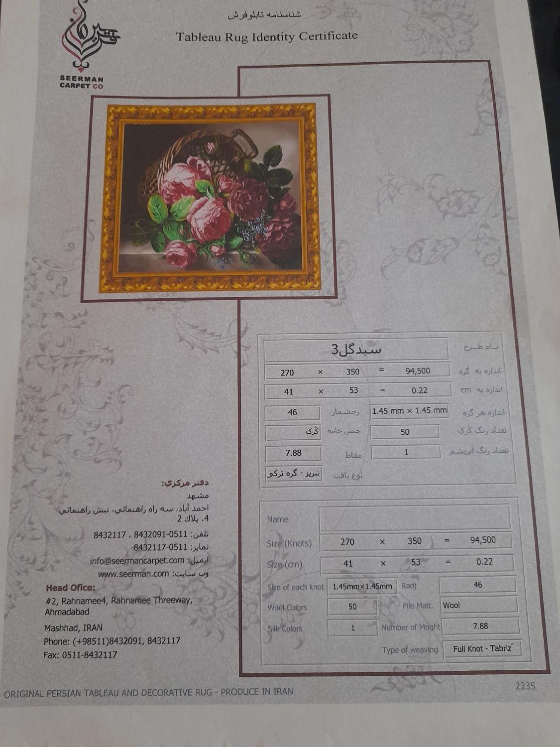 تابلو فرش نخ و نقشه|تابلو فرش|همدان, |دیوار