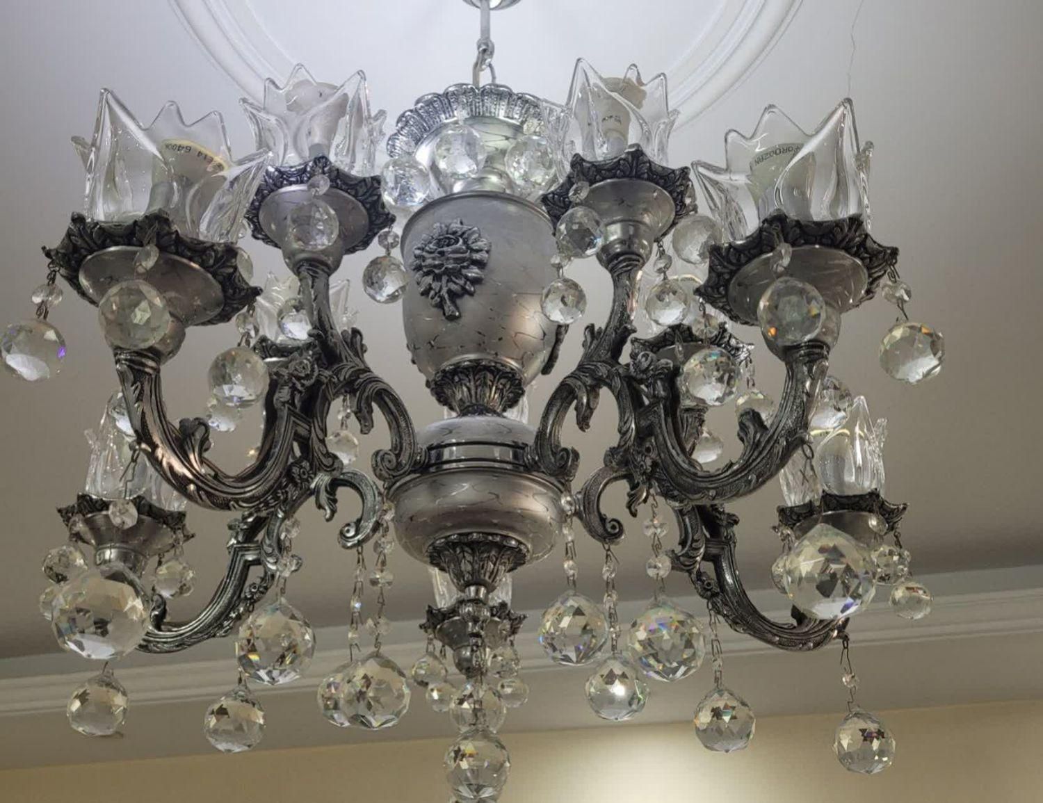 لوستر 10شاخه برنز|لوستر و چراغ آویز|اندیشه, شهرک صدف|دیوار