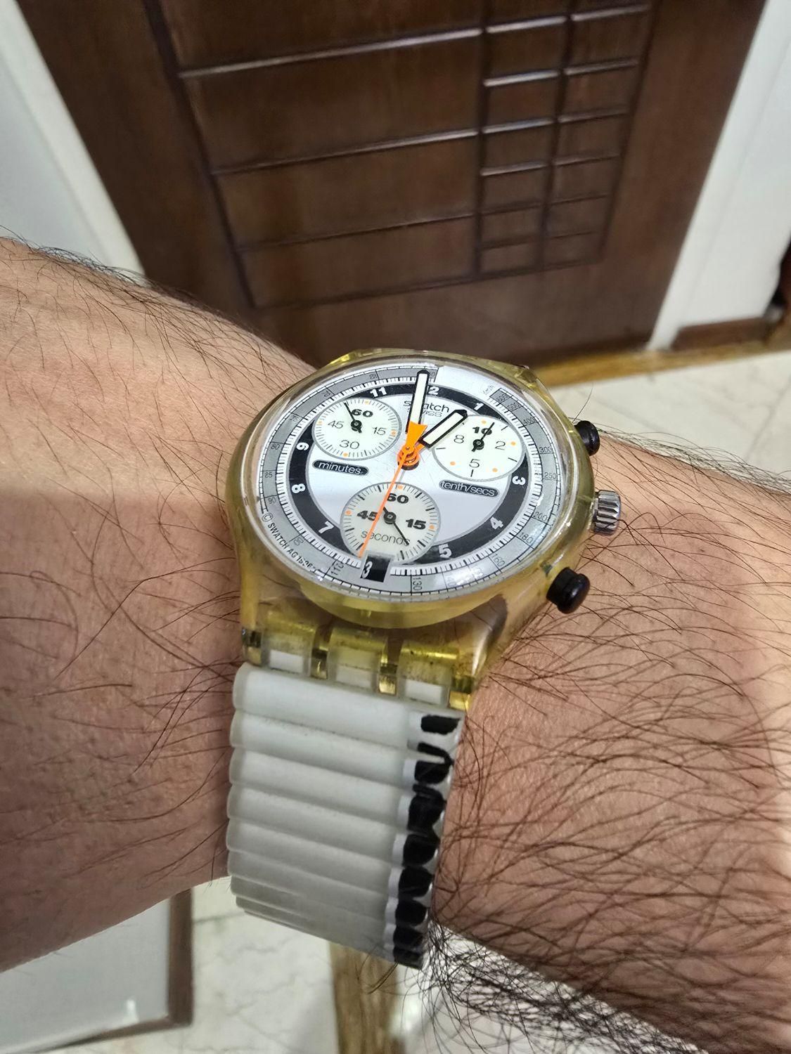 ساعت swatch سواچ بند کشی شب نما مدل ۱۹۹۷ یخی|ساعت|تهران, جنت‌آباد مرکزی|دیوار