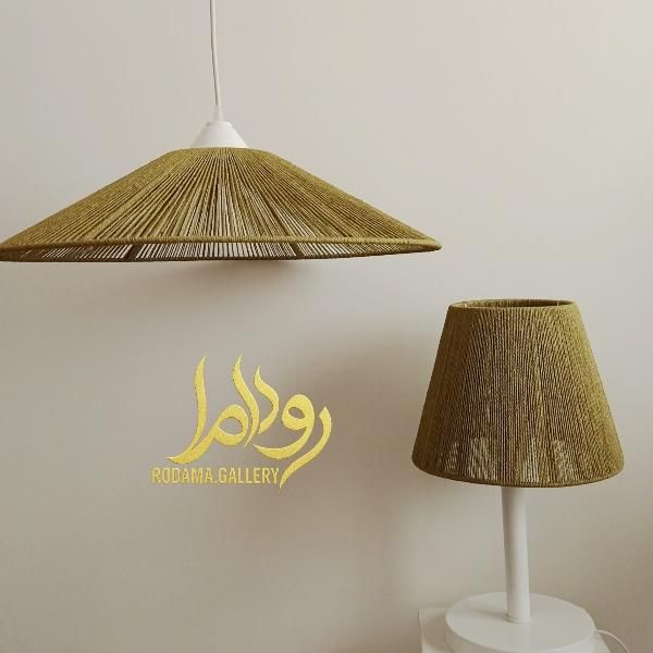ست لوستر و آباژور سبز رافیا تخفیفی|لوستر و چراغ آویز|تهران, قیام|دیوار