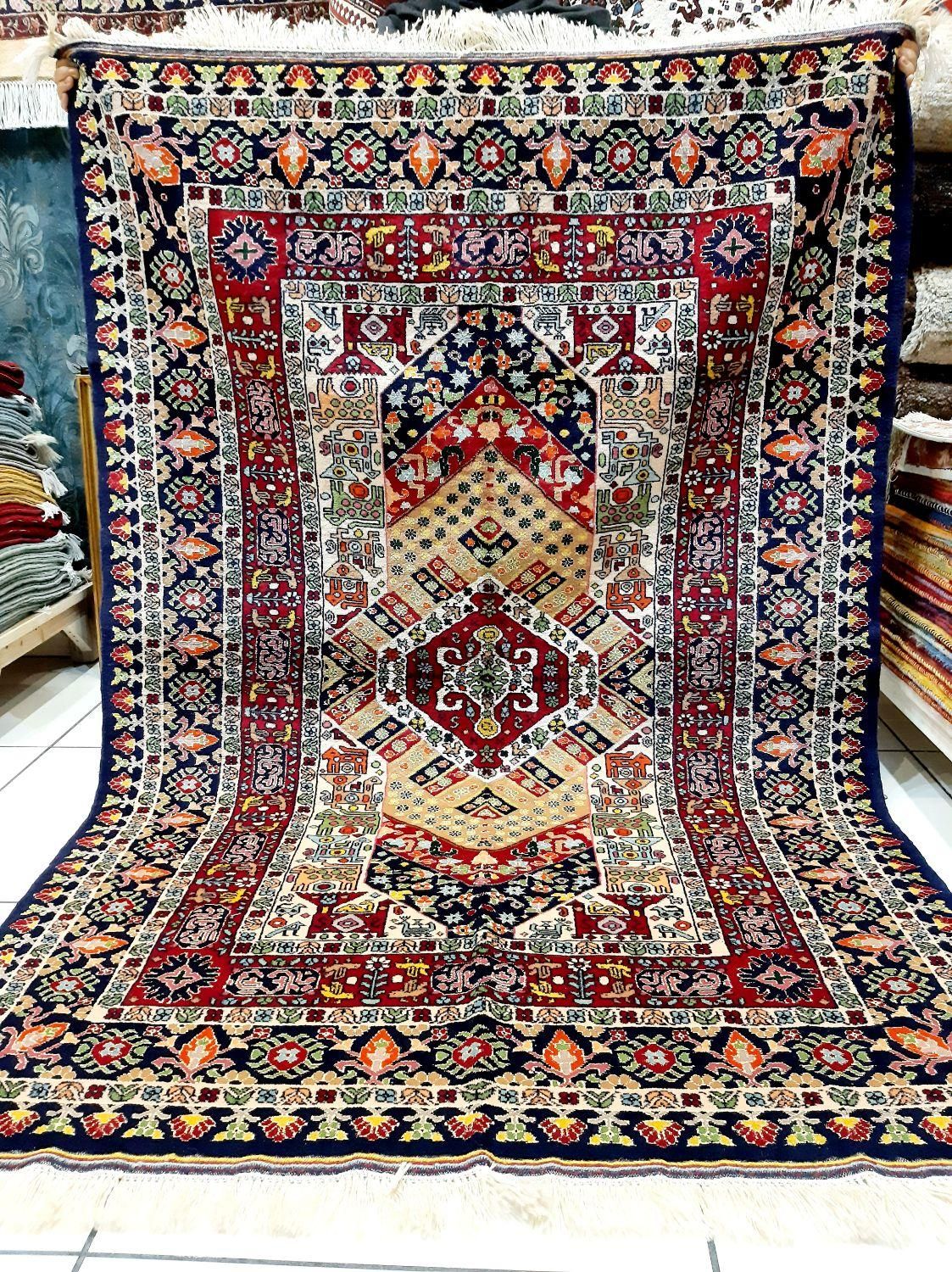 قالیچه سه متری کرم طرح کوبایی گل ابریشم قشقایی|فرش|تهران, حر|دیوار