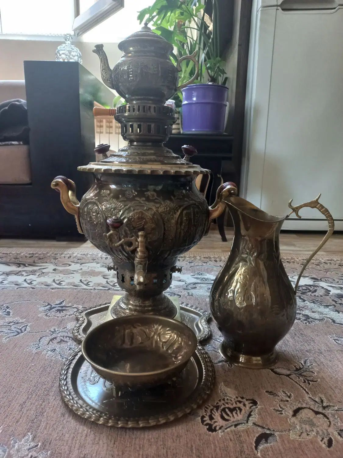 سماور زغالی برنجی|قوری، کتری، قهوه‌ساز دستی|تهران, سلسبیل جنوبی|دیوار