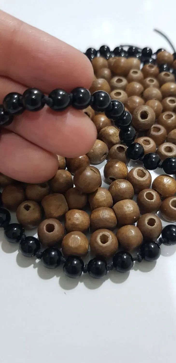 مهره چوبی و سنگ طبیعی اونیکس (عقیق سیاه) اصل|جواهرات|تهران, اقدسیه|دیوار