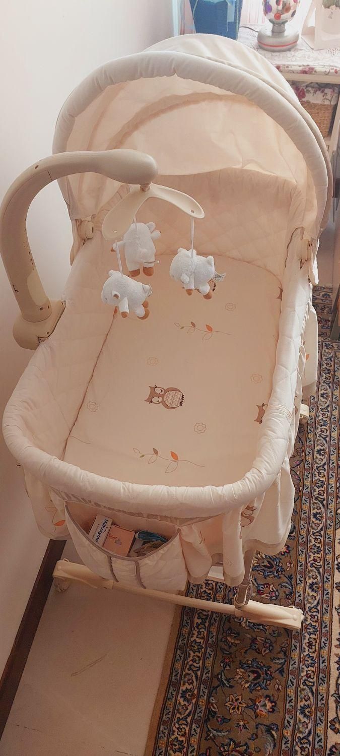 گهواره و تخت کنار مادرطرح جغد کرم رنگ مارک براوو|اسباب و اثاث بچه|تهران, کاظم‌آباد|دیوار
