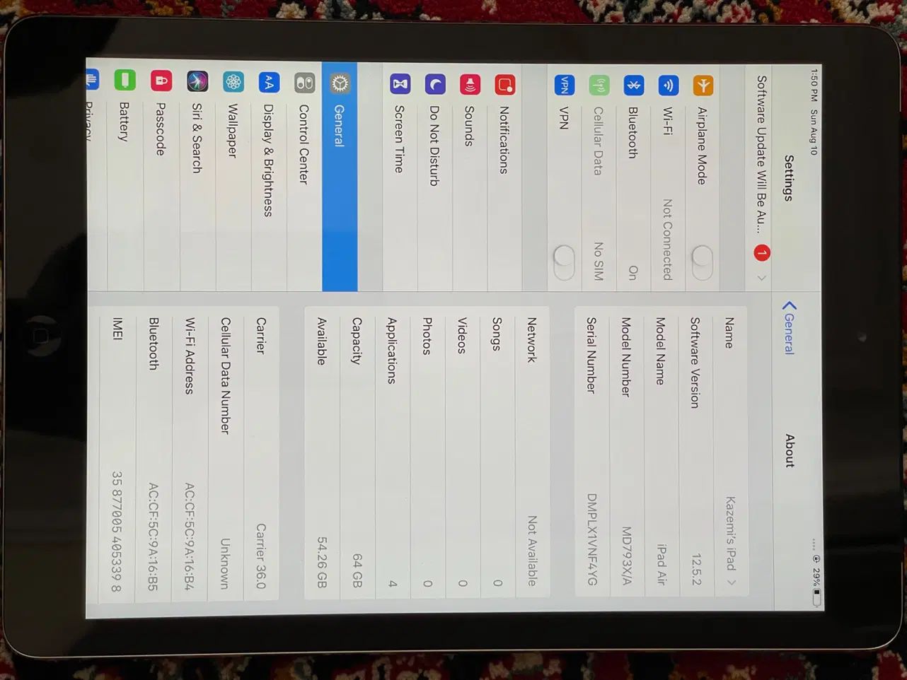 Ipad Air wifi+cellular|تبلت|تهران, نیروی هوایی (پیروزی)|دیوار