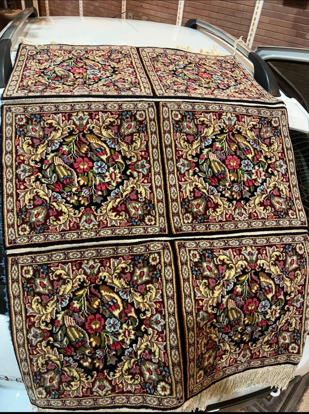 ۶ عدد قالی نهار خوری دست بافت راوری|فرش|کرمان, |دیوار
