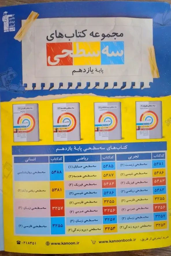 کتاب تست ۳ سطحی فارسی یازدهم|کتاب و مجله آموزشی|مشهد, ابوذر|دیوار