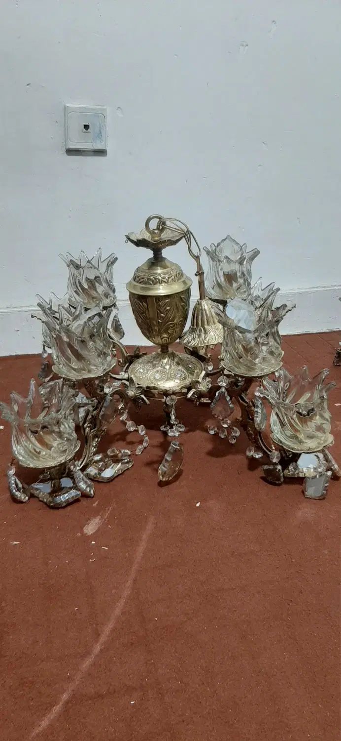 دو عدد لوستر ۴ شاخه ۸ شعله برنزی|لوستر و چراغ آویز|تهران, افسریه جنوبی|دیوار