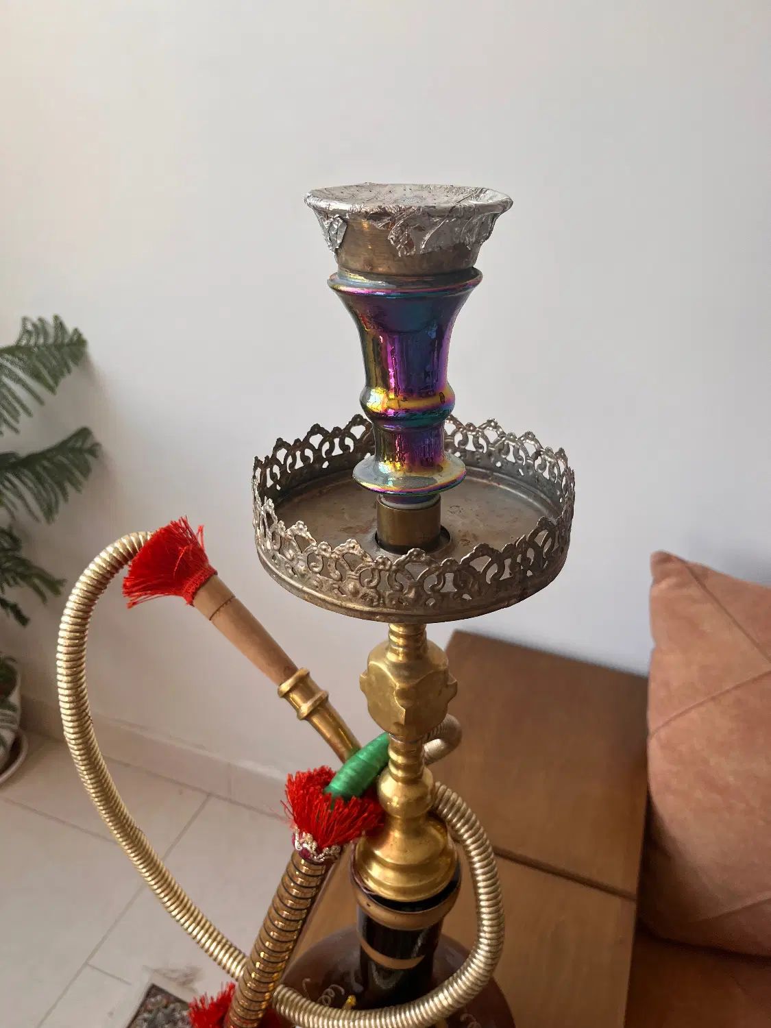 قلیان تنه برنج ارتفاع بلنددرحدنوو یک قلیان چوبی|صنایع دستی و سایر لوازم تزئینی|تهران, شهر زیبا|دیوار