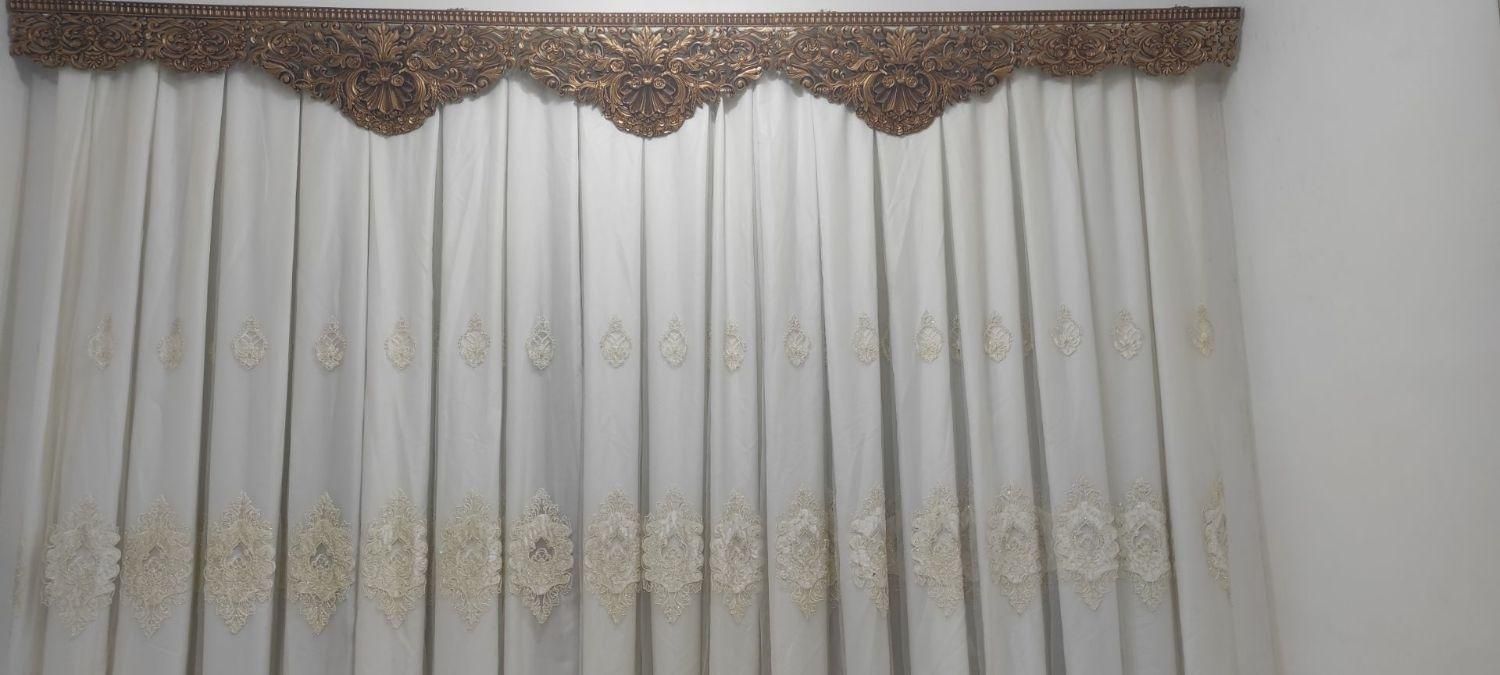 پرده بسیار شیک  با پارچه حریر و گیپور زیبا و جدید|پرده، رانر، رومیزی|زابل, |دیوار
